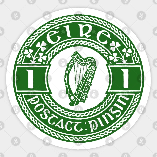 Vintage Eire 1 Pence Postage Stamp Sticker by feck!